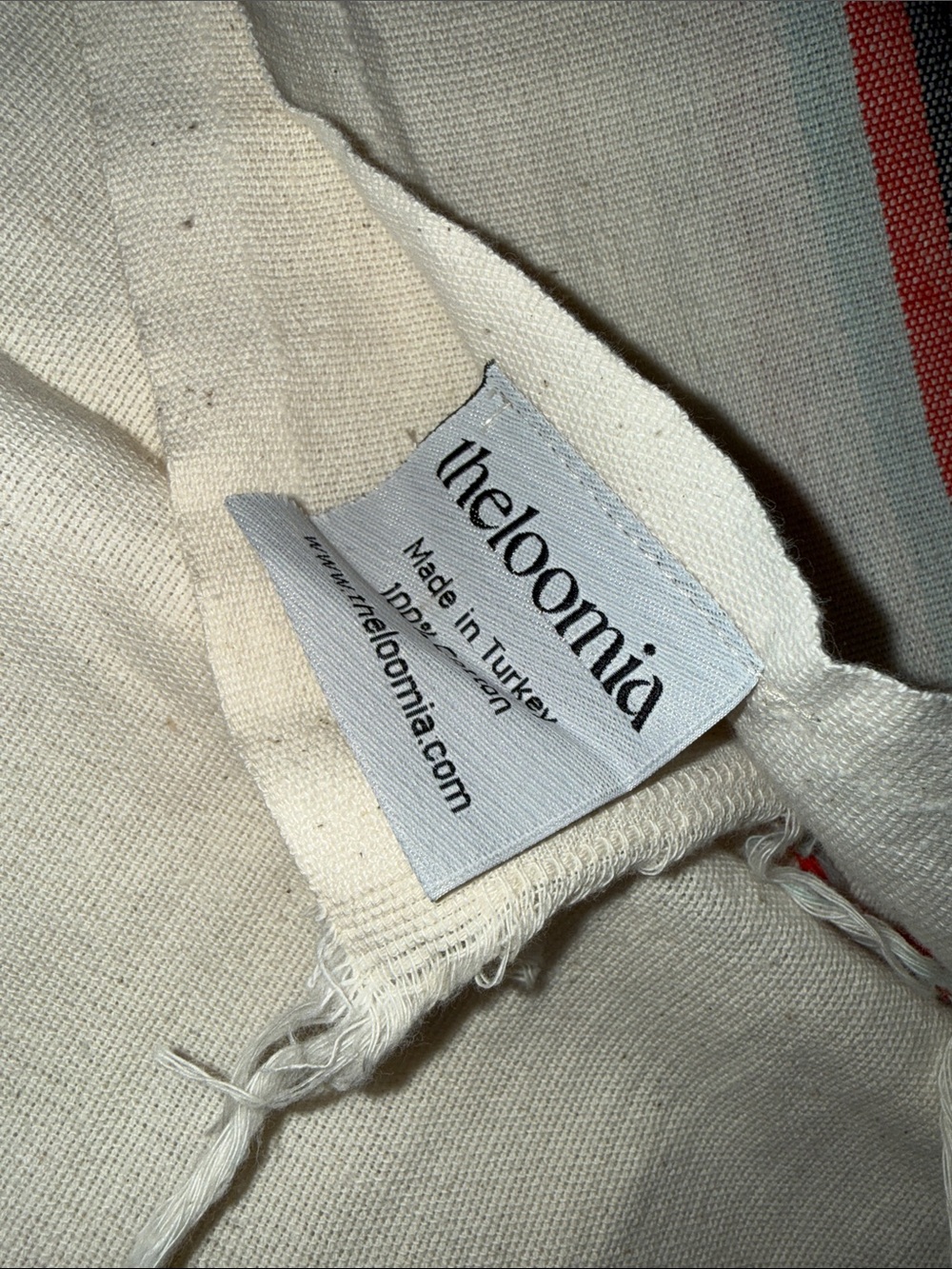 Turkish Bath Towel with Multicolor Stripe Borders - Picture 3 of 5